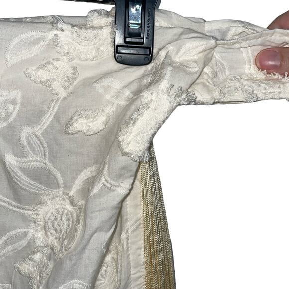 Just Bee Queen Vera Floral Applique Fringe Sarong Cover-up small cream - Picture 9 of 11